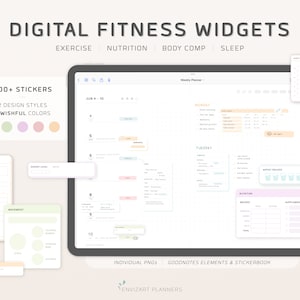 Digital Fitness Planner Stickers / Fitness Widgets for Digital Planning / Modern, Minimal Planner Stickers / GoodNotes