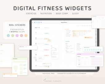 Digital Fitness Planner Stickers / Fitness Widgets for Digital Planning / Modern, Minimal Planner Stickers / GoodNotes