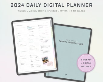 2024  Digital Planner - Daily Pastel - Portrait - iPad Planner with Digital Stickers - GoodNotes