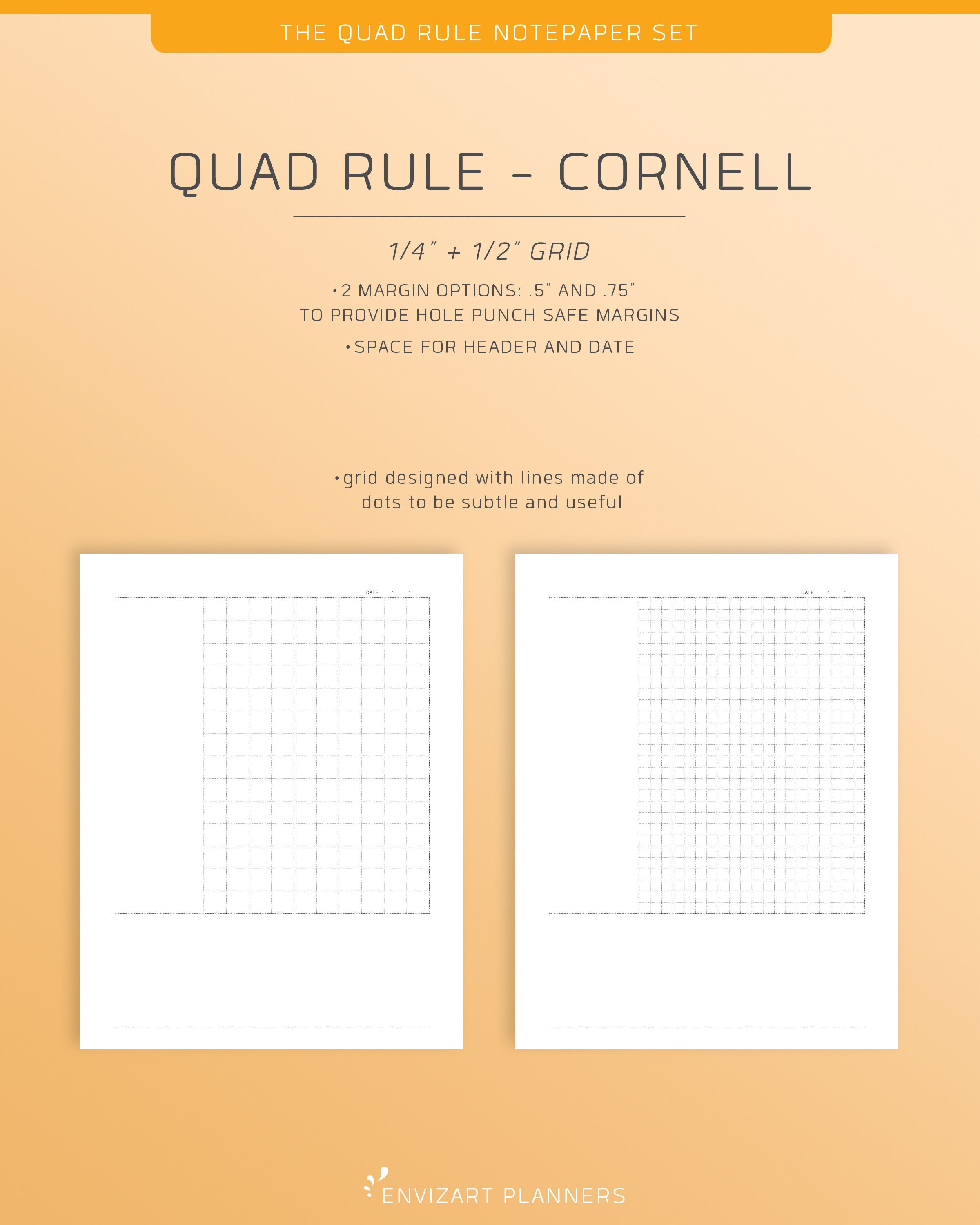 notepaper printable graph paper quad rule grid letter etsy
