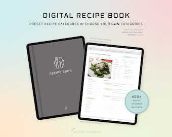 Digital Recipe Book, Digital Cookbook for iPad, Digital Meal Planner, Meal Planner Template, Meal Prep, iPad Planner
