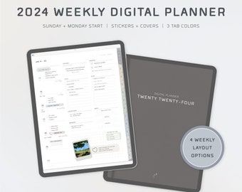 2024 Digital Weekly Planner - Minimalist, Modern - Portrait Weekly Planner - Neutral Colors - iPad Planner with Digital Stickers - GoodNotes