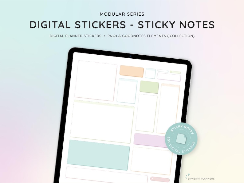 Sticky Notes Digital Sticker Set - Pastel Colors - Etsy