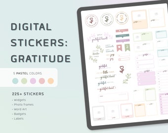 Digital Planner Stickers - Gratitude Widgets, Photo Frames, Digital Planning, Memory Keeping, Pastel Colors, GoodNotes