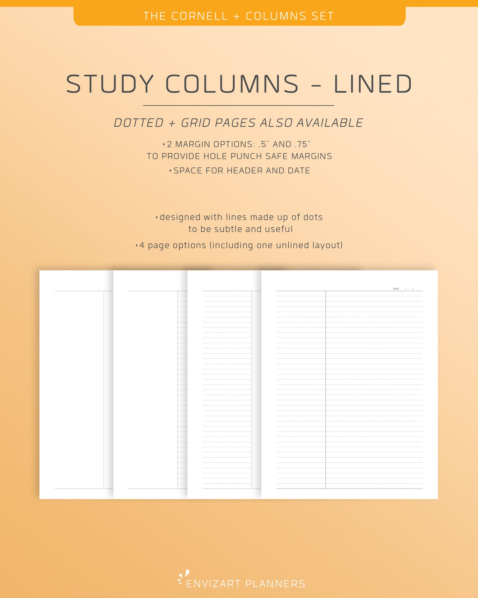 Cornell Method and Study Column Note Taking Printable Set Etsy