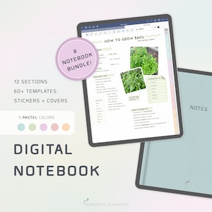 Cyfrowy notatnik, Pastel, Notatnik ucznia, GoodNotes, Cyfrowe robienie notatek, Cyfrowy dziennik, 12 zakładek, Cyfrowe robienie notatek, Notatki samoprzylepne