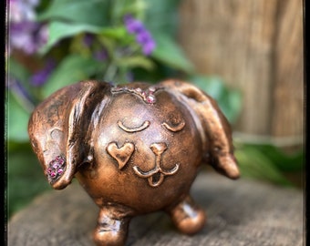 Pink Heart Puppy Pet Cremation Urn, Personalized Urn for Dogs, Handmade One of a Kind Memorial, Unique Dog Funeral Art