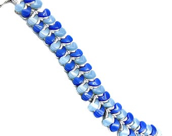 1950's Vintage Two-Tone Moon Glow Thermoset Bracelet – Royal & Sky Blue Mid-Century Statement Lucite Jewelry
