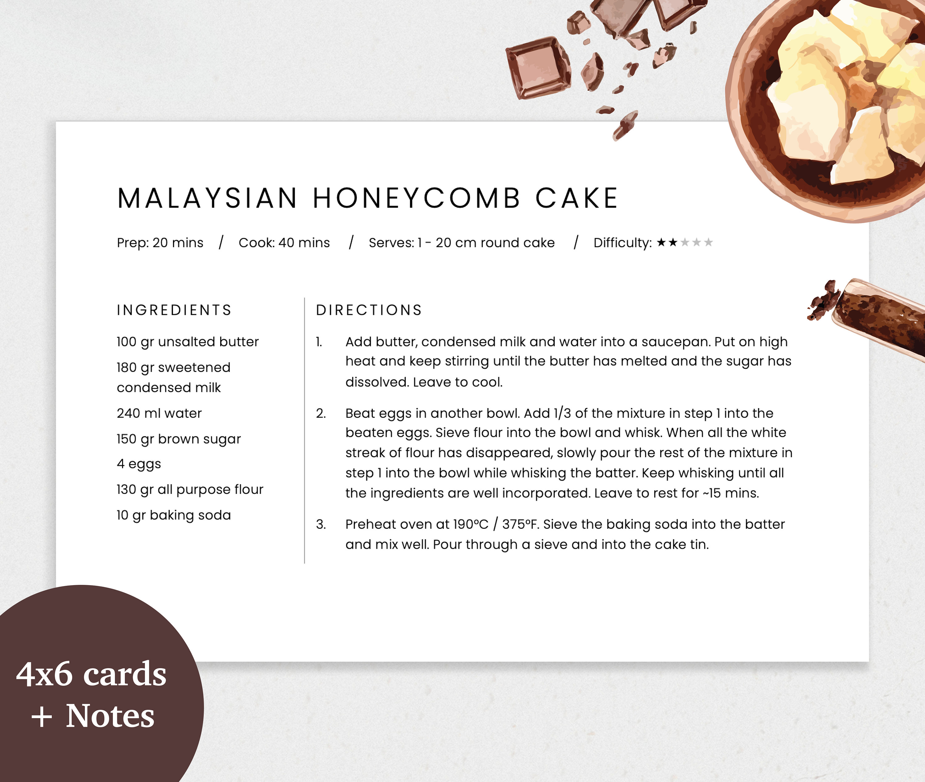 microsoft word recipe card template