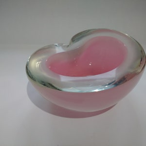 Barbini Cenedese Seguso Poli Murano Sommerso Cased pink Glass Bowl 1960's