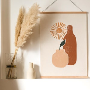 Sun Still Life Art Print / Minimal Terra Poster / Terracotta Wall Art / Greek Vase Wall Print / Abstract Terra Art / Burnt Orange Wall Art