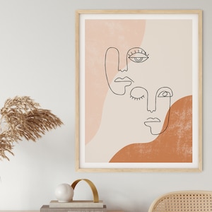 Abstrakte Gesichter Kunstdruck | Kontinuierliche Linie Kunst weibliche Gesicht Poster | Eine Linie Zeichnung Frau Wandkunst | Minimalistische Single Line Face Druckbare