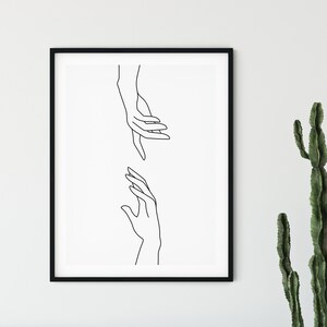 Black Line Hands Art Print | Hands Line Art | Feminine Hands Print | Female Hand Wall Print | Delicate Hands Poster | Minimal Woman Hand Art