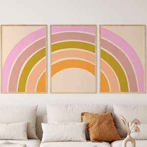 Colorful Rainbow Triptych Set of 3 Prints | Three Panel Rainbow Poster Bundle | Continuous Rainbow Trio Of Prints | Rainbow Gallery Wall Set