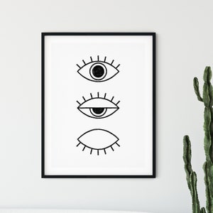 Line Drawing Eye Art Print | Minimal Line Art Eye Poster | Minimalist Black And White Eye Wall Art | Black Line Art Eyes | Eyelash Poster