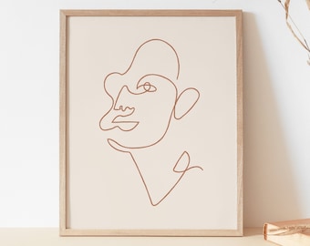 One Line Face Art Print / Single Line Abstract Woman Art / Continuous Line Art Face Poster / Abstract Line Face / Female Face Line Drawing