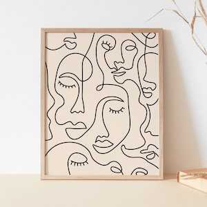 Single Line Face Art Print | Minimalist Woman Line Drawing | Simple Line Art Female Face | Woman Face One Line Drawing | Neutral Wall Print