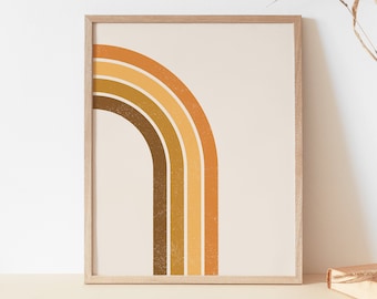70s Rainbow Art Print | Abstract Rainbow Poster | 1970s Rainbow Print | Brown Rainbow Wall Art | Minimal Retro Rainbow Wall Print | Boho Art