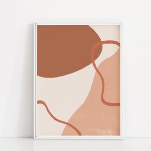 カラーブロブアートプリント | ブラウンとピンクのオーガニックシェイプポスター | 抽象モダンアート | ミニマルコンテンポラリーウォールアート | 抽象シェイプポスター
