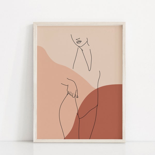 Body Fine Line Art Print | Neutral Abstract Art | Line Art Woman Figure | Printable Minimal Line Wall Art | Line Drawing | Female Body Art