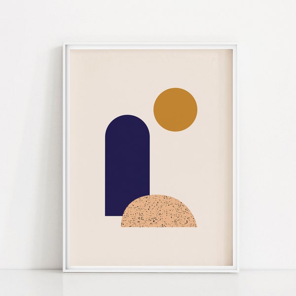 Abstract Color Shapes Art Print | Minimalist Shape Wall Print | Simple Abstract Art | Speckle Pattern Poster | Neutral Boho Abstract Artwork