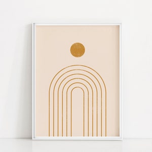Mustard Rainbow Art Print | Retro Printable Art | Abstract Printable | Mid Century Modern Wall Art | Minimal Arches Print | Boho Wall Art