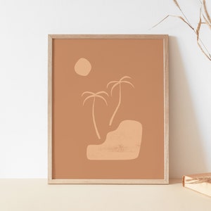 Boho Palms Art Print | Minimalist Beach Palm Trees Print | Printable Tropical Wall Art | Tropical Boho Print | Minimal Botanical Wall Art