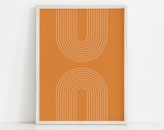 Retro Arches Art Print / Mid Century Modern Lines Poster / Retro Rainbow Wall Art / Minimalist Rainbow Print / Line Drawing Rainbow Poster