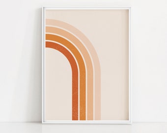 Peachy Rainbow Art Print | Retro Rainbow Poster | 70s Rainbow Wall Art | Throwback Rainbow Wall Print | Printable Retro Abstract Art Print