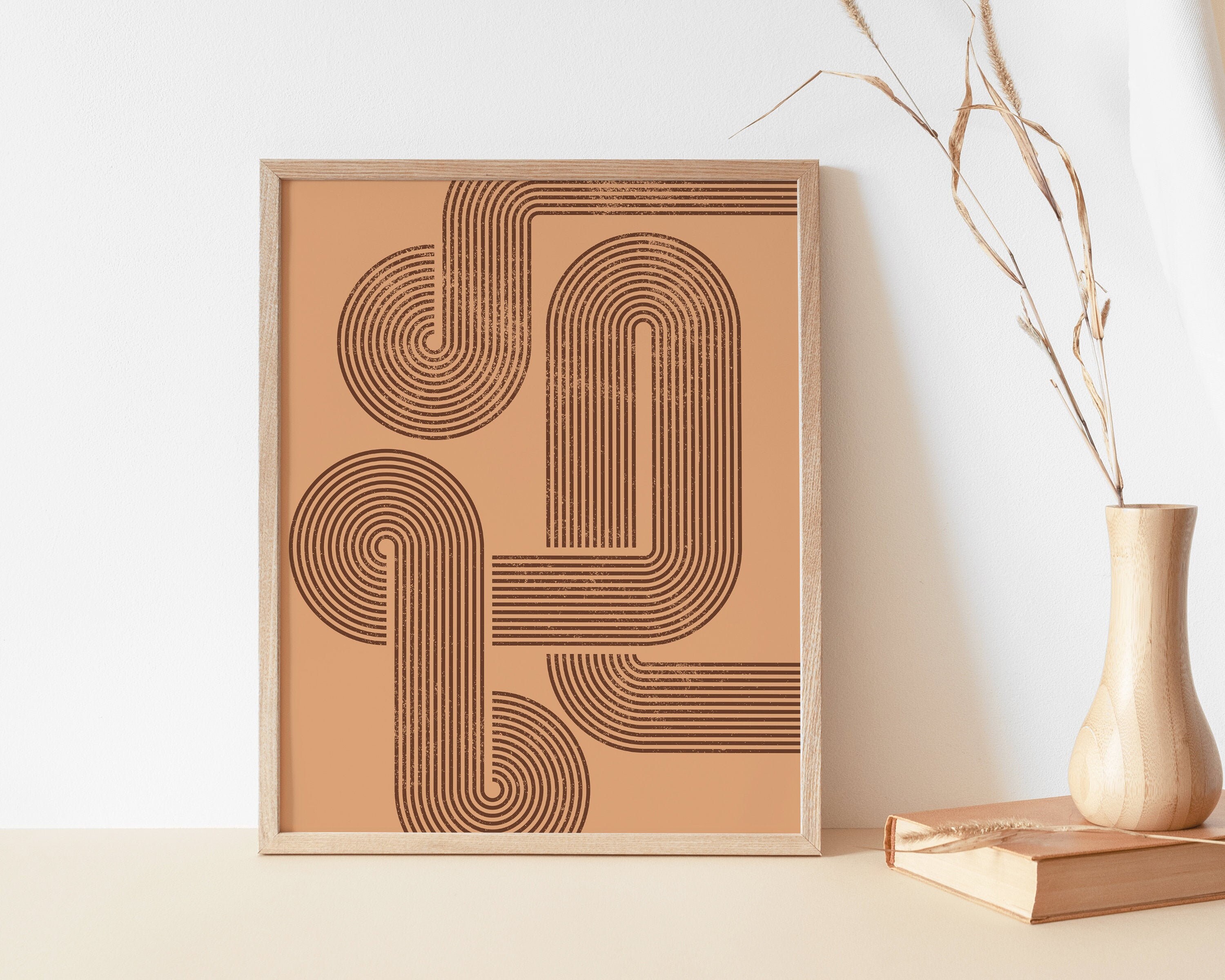 Retro Lines Art Print | 70s Line Pattern Wall Art | 1970s Style Wall Art | Retro Vibes Line Art Poster | Minimal Mid Century Modern Wall Art