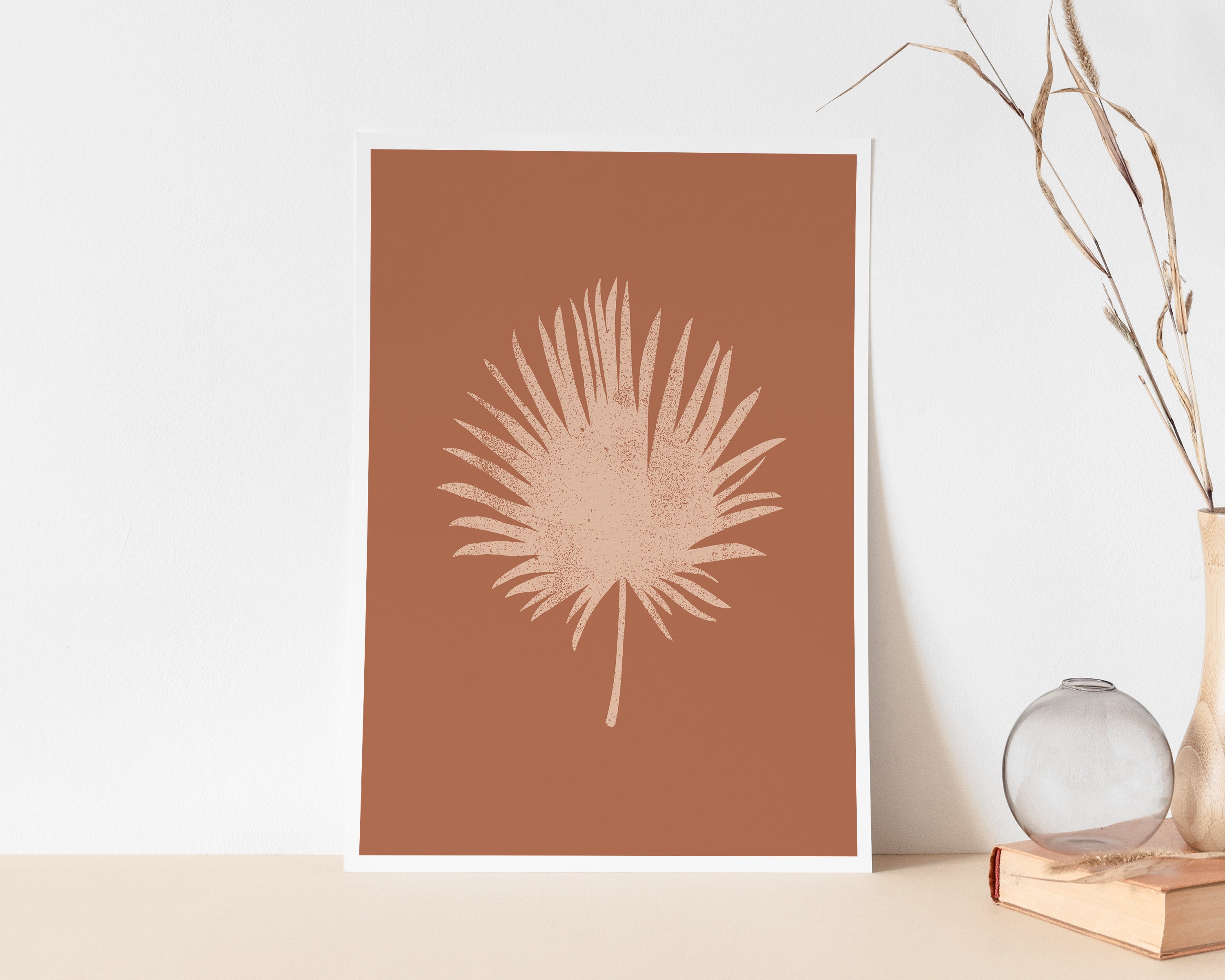 Fan Palm Art Print | Tropical Wall Art | Minimalist Palm Leaf Print ...