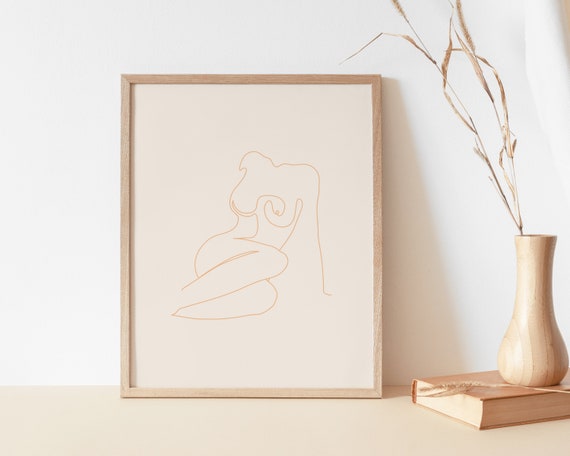 Single Line Nude Art Print | One Line Drawing Of Nude Woman | Body Line Art Poster | Minimal Nude Art | Female Body Continuous Line Drawing