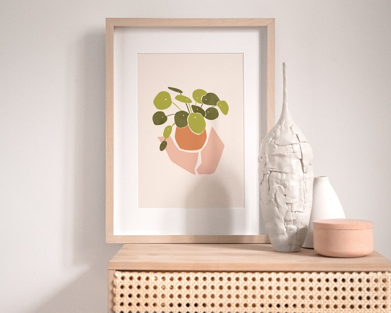 Chinese Money Plant Art Print | Pilea Wall Art | Potted Plant Poster ...