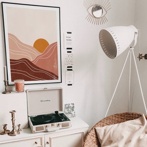 Abstract Sun Art Print | Neutral Wall Art | Warm Color Palette | Minimalist Poster Print | Landscape Wall Art | Mountains Poster | Boho Art image 3