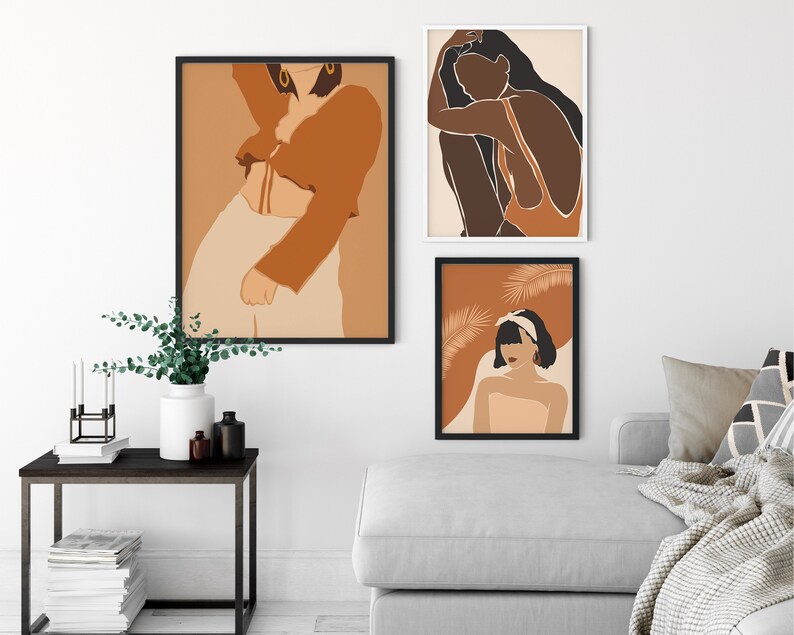 Girl Power Art Set of 3 Prints Warm Tone Poster Bundle Female Empowerment Gallery Wall Strong Woman Wall Art Set Minimal Woman Art image 3