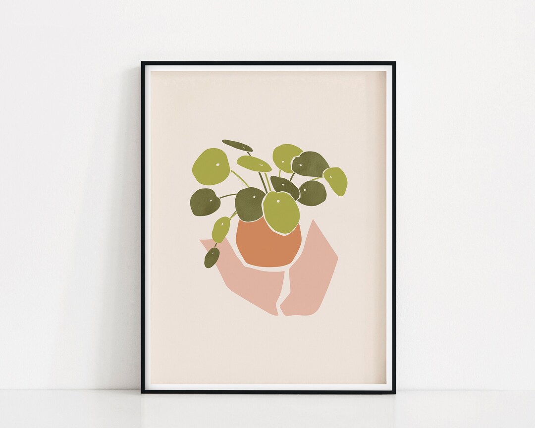 Chinese Money Plant Art Print | Pilea Wall Art | Potted Plant Poster ...