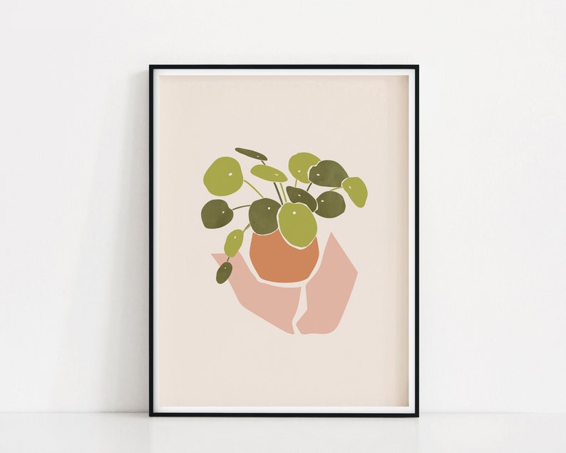 Chinese Money Plant Art Print | Pilea Wall Art | Potted Plant Poster ...