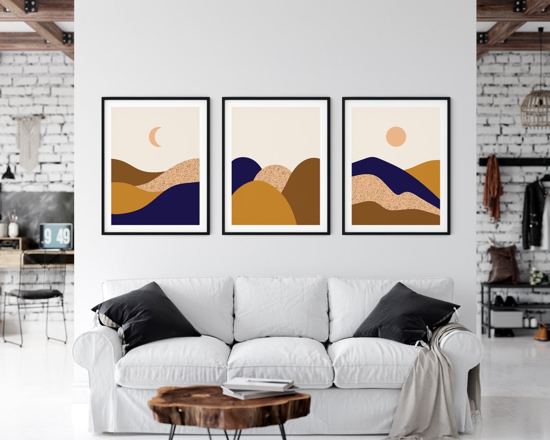 Mountains Art Set of 3 Prints | Rolling Hills Gallery Wall | Landscape ...