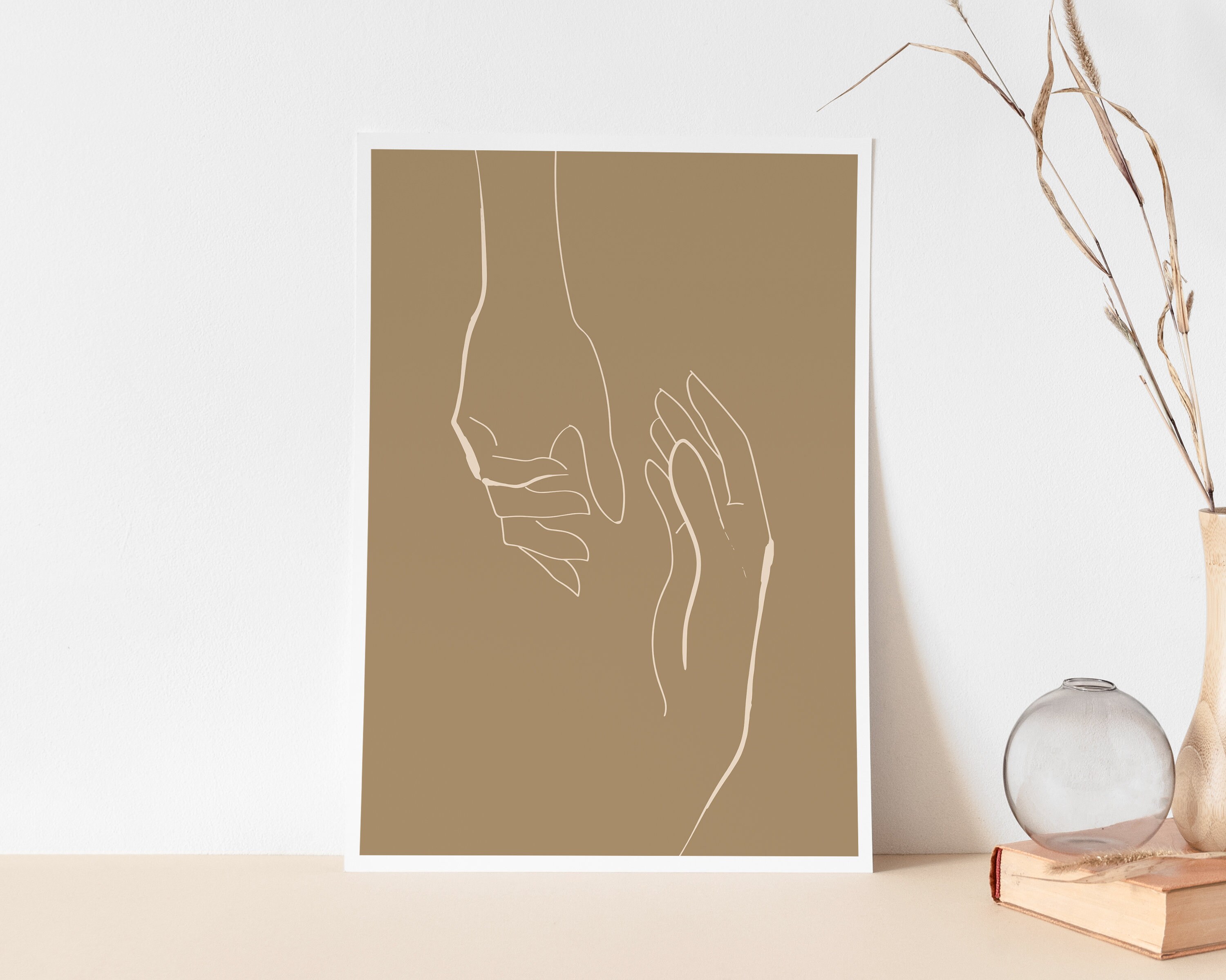 Delicate Hands Art Print | Hands Line Illustration | Neutral Wall Print ...