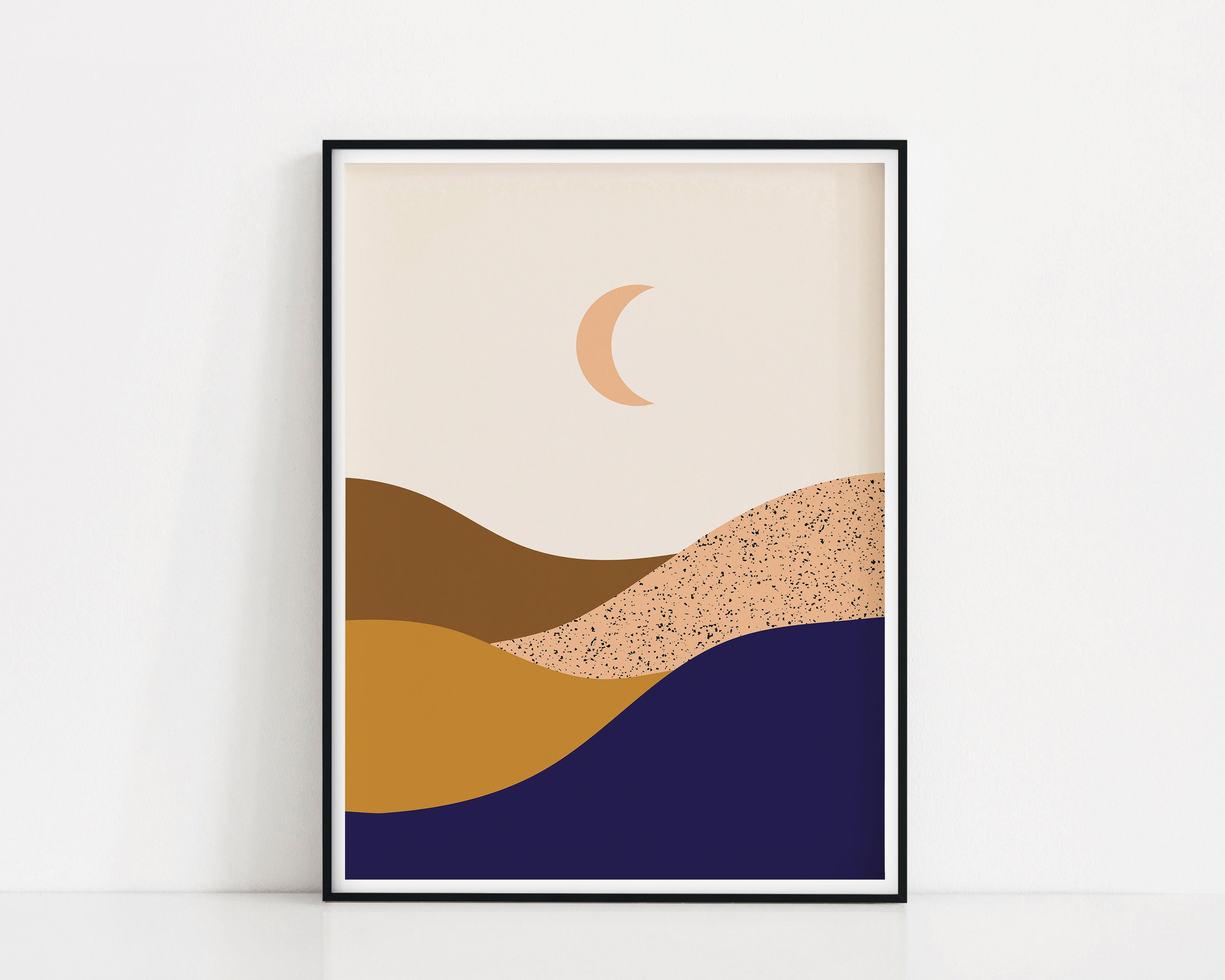 Abstract Celestial Crescent Moon PRINTABLE ART Or Poster Inspired By Retro Boho Chic Style For Your Home And Office