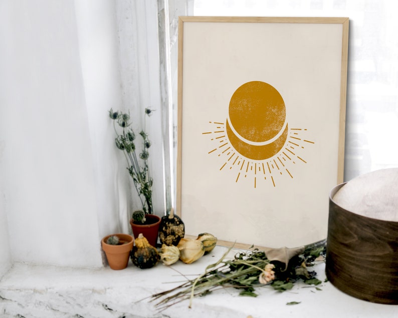 Crescent Moon Art Print Abstract Moon Wall Art Minimal | Etsy