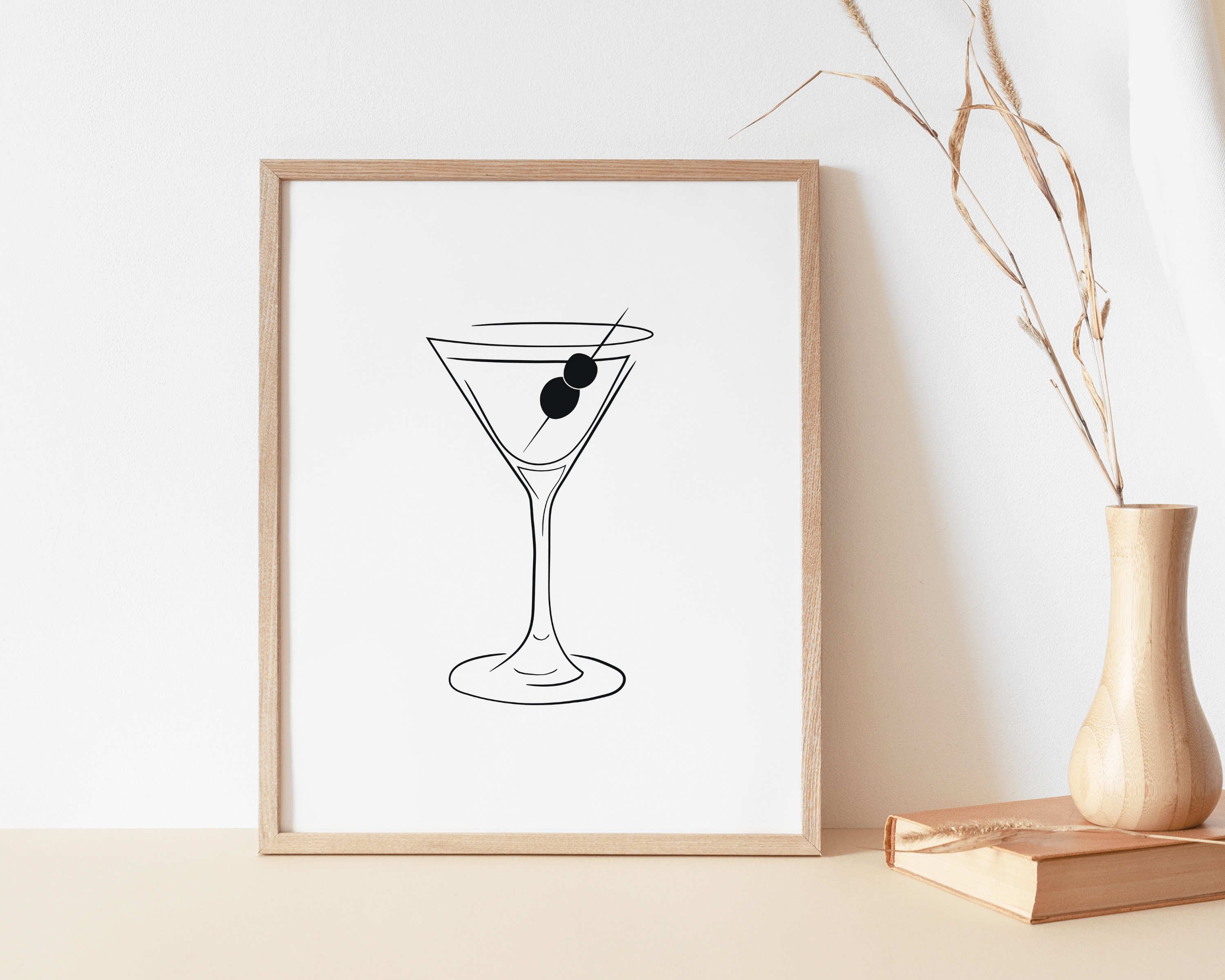 Martini Glass Art Print Dirty Martini Line Art Drawing Etsy
