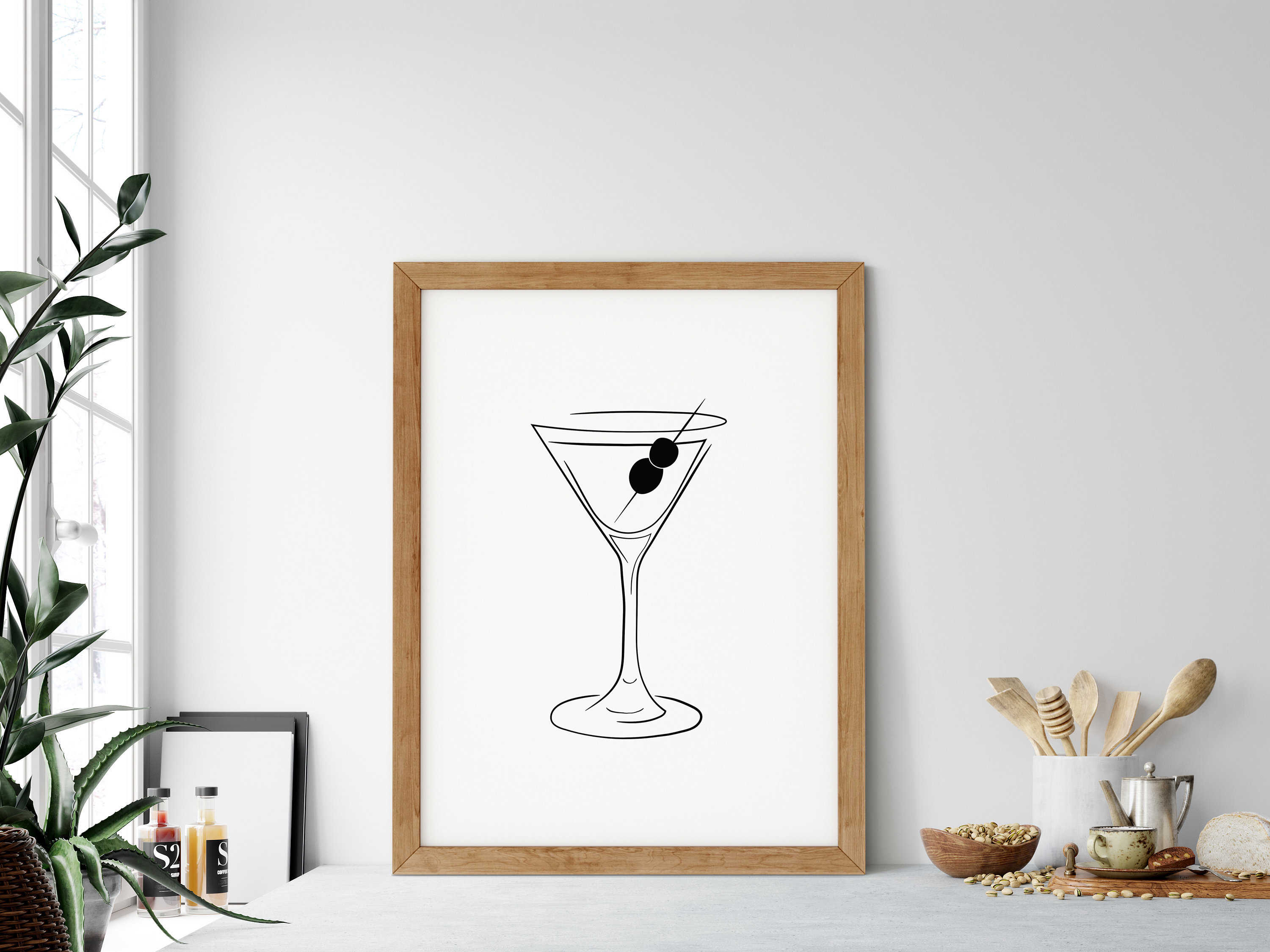 Martini Glass Art Print Dirty Martini Line Art Drawing Etsy