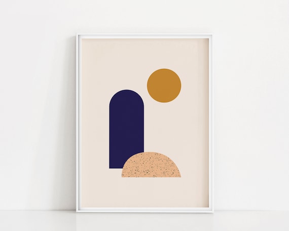 Abstract Color Shapes Art Print Minimalist Shape Wall Print Simple