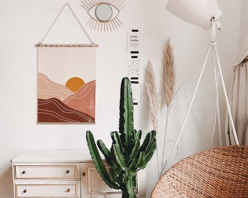 Abstract Sun Art Print | Neutral Wall Art | Warm Color Palette | Minimalist Poster Print | Landscape Wall Art | Mountains Poster | Boho Art image 4