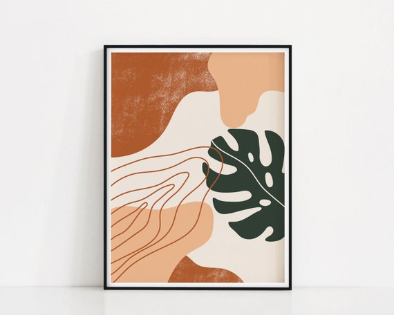 Abstract Pattern Art Print Simple Shape Poster Modern Wall Art Contemporary  Art Minimal Abstract Art Modern Abstract Monstera Art 