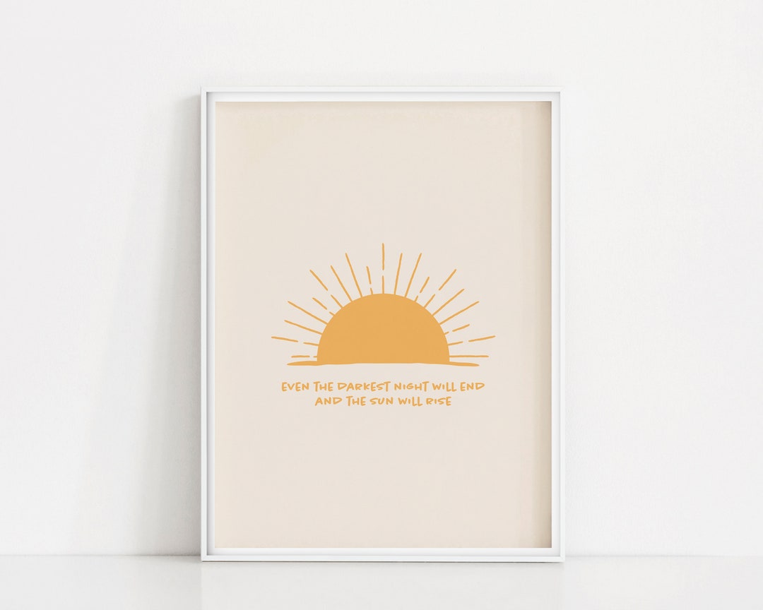 Sun Rising Prompt Sun Will Rise Quote Art Print | Line Drawing Sun | Abstract Sunburst ...