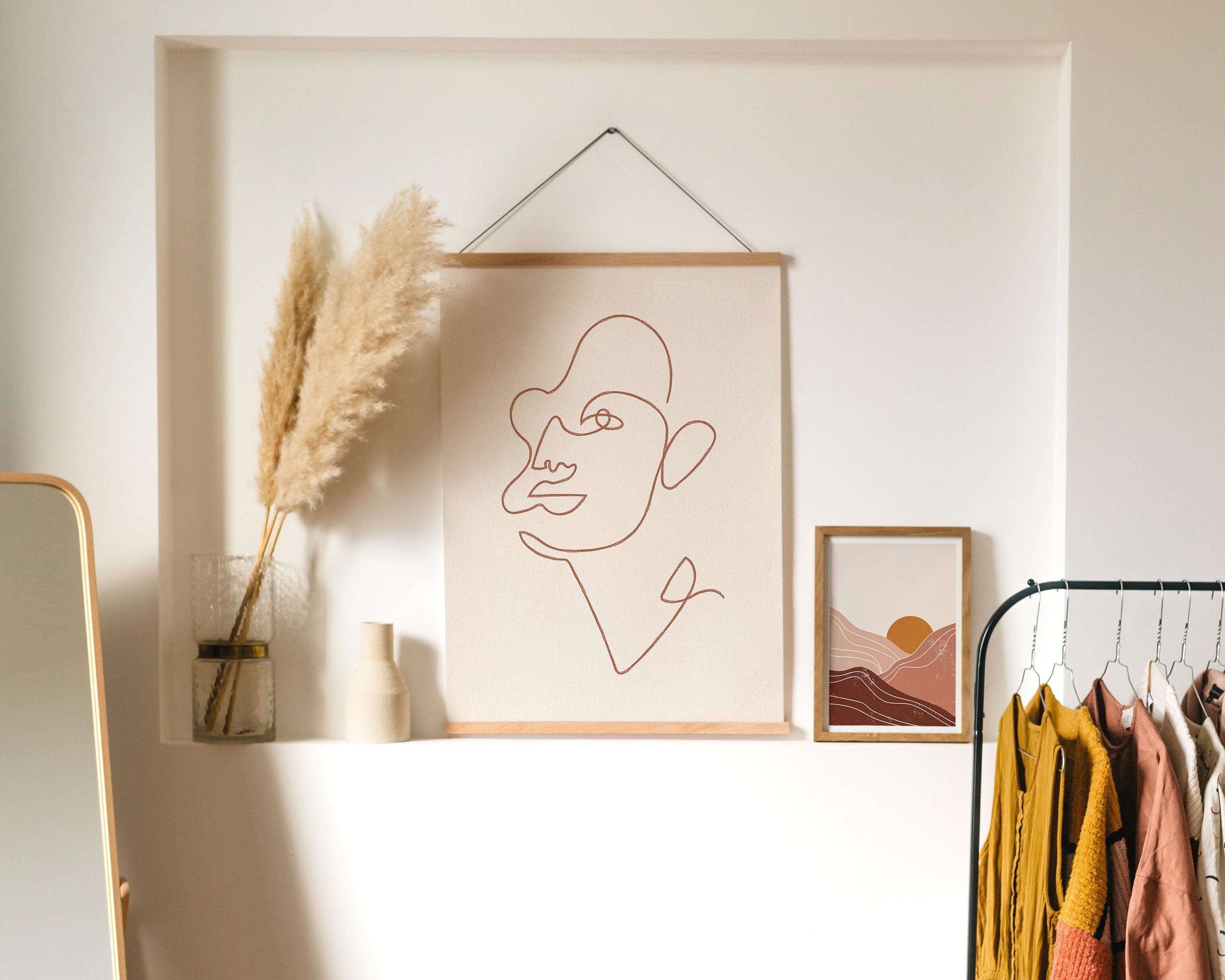 One Line Face Art Print | Single Line Abstract Woman Art | Continuous ...