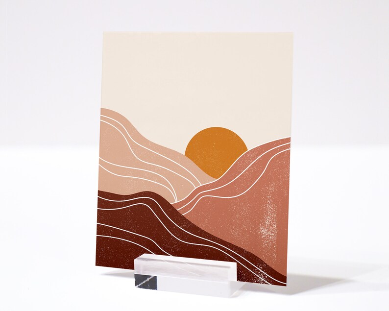 Abstract Sun Art Print | Neutral Wall Art | Warm Color Palette | Minimalist Poster Print | Landscape Wall Art | Mountains Poster | Boho Art image 7
