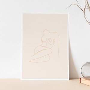 Single Line Nude Art Print | One Line Drawing Of Nude Woman | Body Line Art Poster | Minimal Nude Art | Female Body Continuous Line Drawing image 2